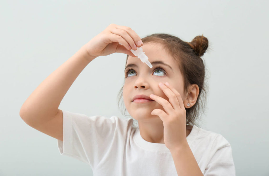 a child uses atropine eye drops for myopia control